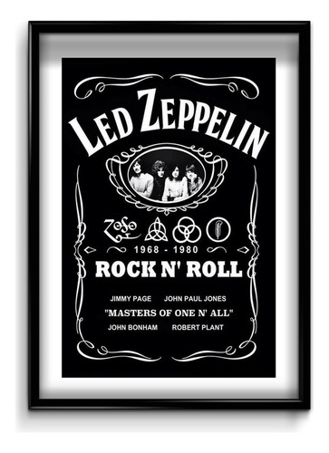 Cuadro Led Zeppelin Jack Daniels 20x30 (marco+lámina+vidrio)