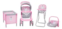 Comprar Coche Muñeca, Baby Silla, Cuna Y Silla De Comer Bebesit Ros 