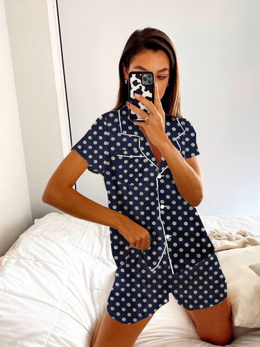 Pijama De Seda Estampado Mujer Verano Suave Selene