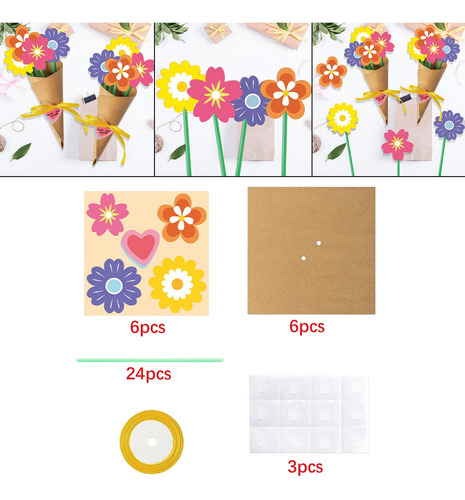 Kit De Artesanía De Flores, Haga Su Propio Ramo 6 Piezas