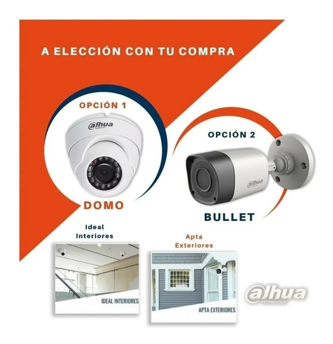 Kit Seguridad Dahua Dvr 4ch + 2 Camaras Cctv 2mp 1080p