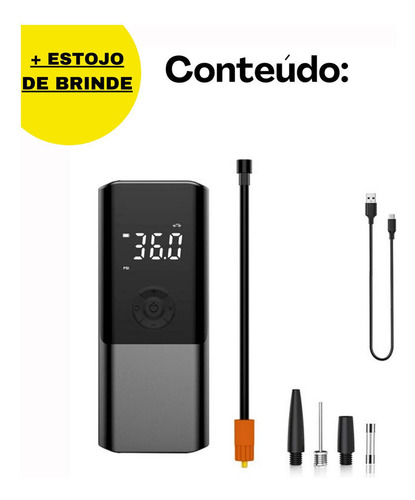 Calibrador Compressor Pneu Digital Carro Bike Moto Sem Fio