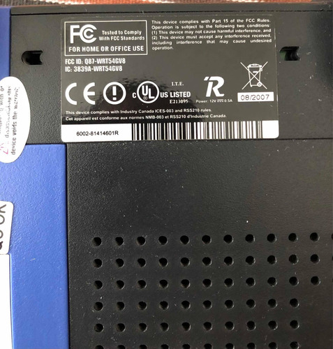 Router Linksys Wrt54g V8 Sin Detalles (Usado)
