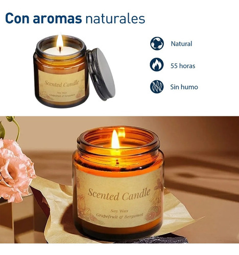 6 Velas Aromáticas Decorativas 100% Soya Aromaterapia 3.5oz