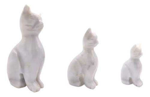 3 Gatos Gatitos Decorativos Marmol  9cms 7.5cms Y 5.5cms