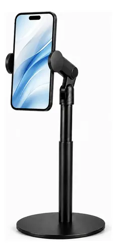 Suporte De Mesa Para Celular Metal Preto Braço Articulado Ajustável Dobrável Rotação 360°