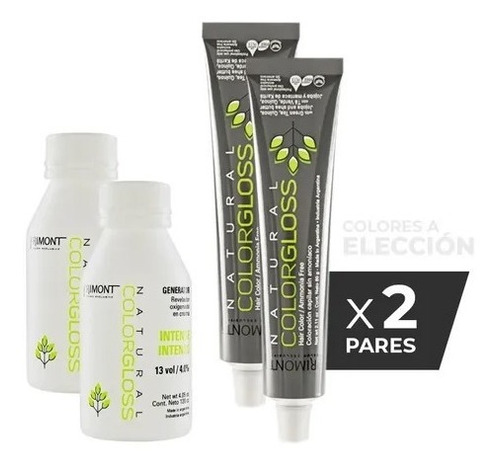 Kit X2 Tintura S/ Amoniaco Primont Gloss Vegan + Revelador 