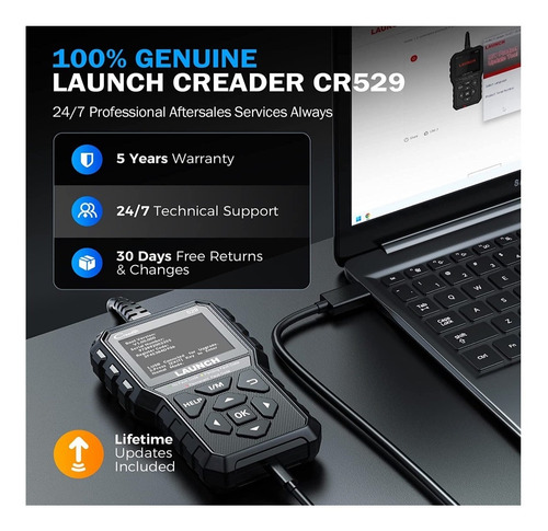 Imagen 2 de 9 de Escaner Launch Creader Cr529 Obd2 Lector Automotriz Scanner