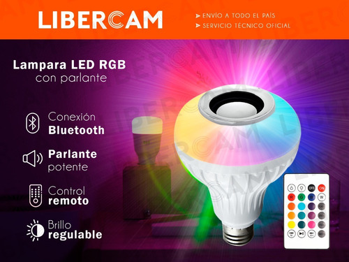 Imagen 3 de 10 de Lampara Luz Led Rgb Parlante Bluetooth 220v Control Remoto