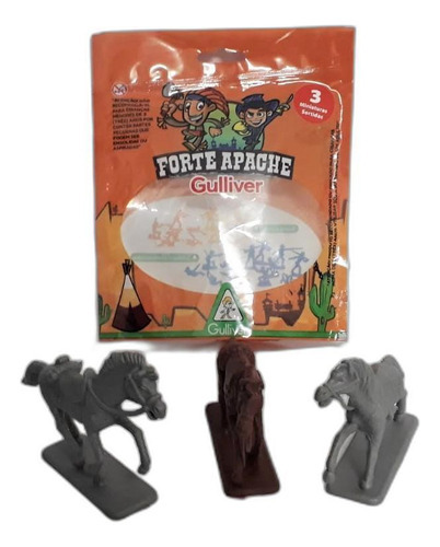 Gulliver Forte Apache Pacote Com Cavalos 3 Figuras