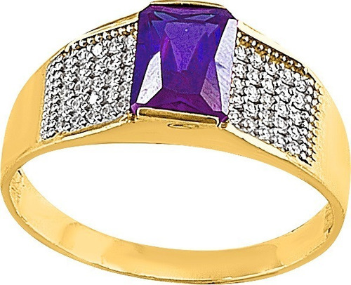 Imagen 1 de 1 de Anillo Caballero Rubi Pavé Oro 10k - 954