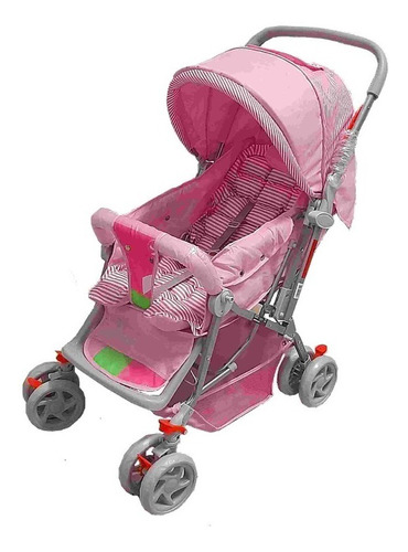 Carrinho de bebê de paseio Color Baby Confort rosa com chassi de cor prateado