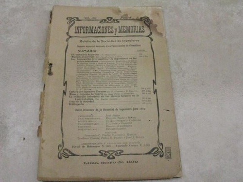 Mercurio Peruano: Boletin Ingenieria 5-1910 L25 Ig8rn