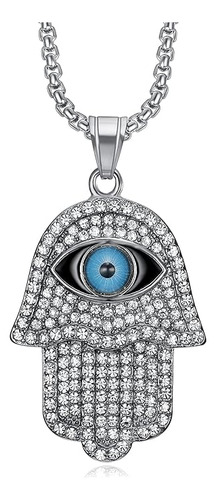 Collar 3d Blue Evil Eye Beads Fatima Hamsa Hand Egyptian Pro