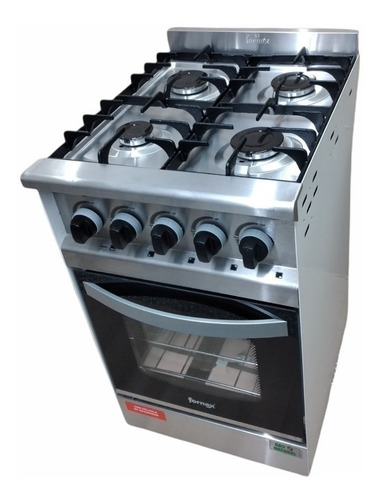 Imagen 2 de 3 de Cocina Fornax 4 Hornallas 50 Cm Puerta Visor Industrial