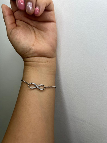 Pulsera De Plata 925 Con Zirconias 18 Cm Color Plateado