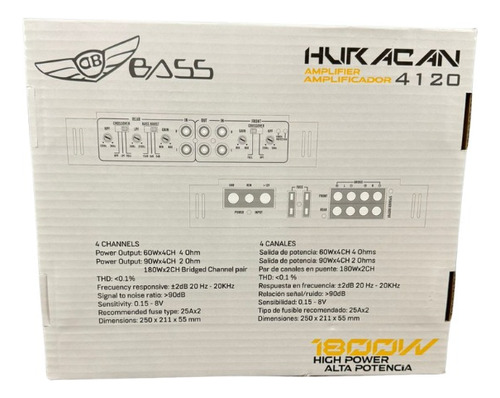 Dbhur4120 Amplificador Db Bass Huracan4120 1800w 4 Canales