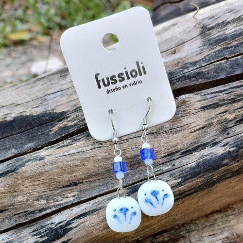 Imagen 2 de 5 de Aretes Largos Estilo Talavera Vidrio Pintado A Mano