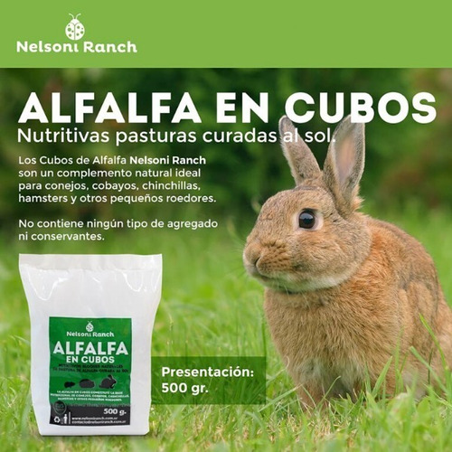 Imagen 4 de 9 de Alfalfa En Cubos Conejo Cobayo Hamster 500gr Nelsoni Ranch