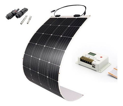 Kit 1 Painel Placas Solares Flexíveis 160w + Controlador Pwm Cor Branco Voltagem de circuito aberto 22V