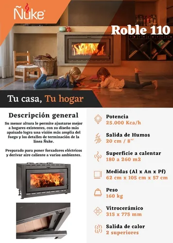 Salamandra Ñuke Roble 110 De 25000kcal/h
