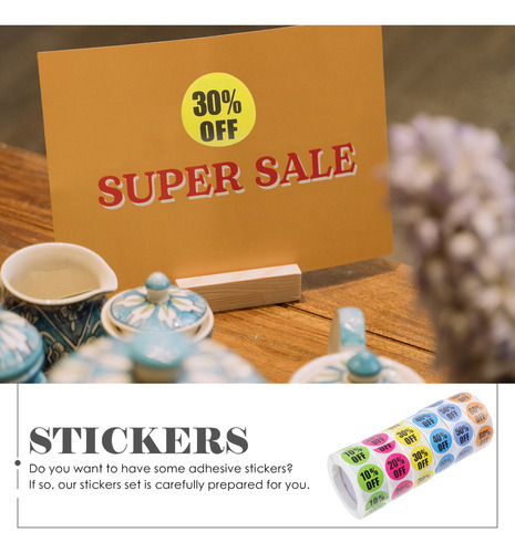 W 6 Rollos De Pegatinas De Descuento Autoadhesivas Para