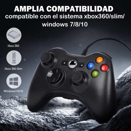 Mando Con Cable Para Xbox 360 Y Pc Con Windows, Color Negro Negro