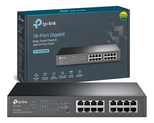 Switch Easy Smart De 16p Gigabit Con 8 Poe+ Tp Link Sg1016pe