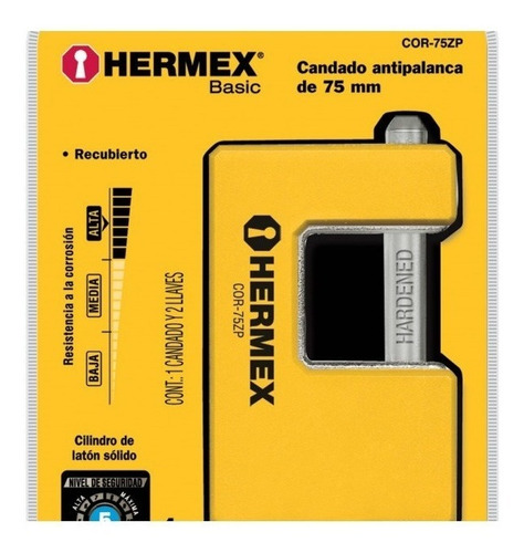 Candado Hermex Anti Palanca 75mm Cortinas Metálicas Cor-75zp
