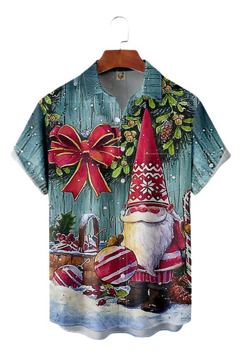 Rt Camisa Havaiana Unissex Gnomos Natal 3, Camisa Brincar