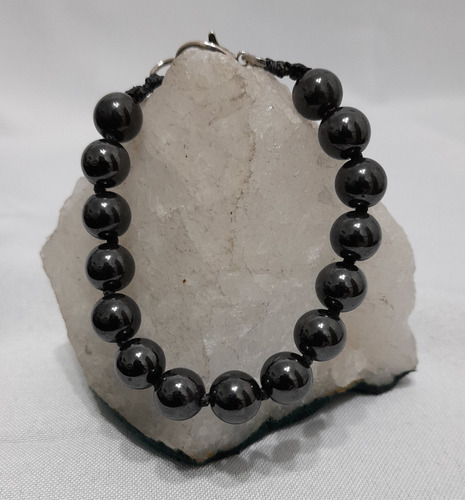 Psb2504 Pulsera Piedra Hematite Gris Oscuro 19 Cm