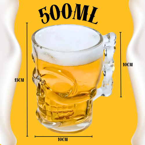 Jarra De Cerveza De Cristal Con Forma De Calavera Personaliz