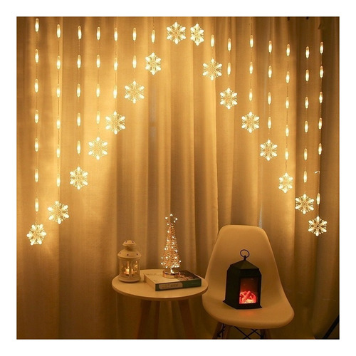 M Cortinas Serie Luces Navidad Copo De Nieve Usb 8 Modos Led