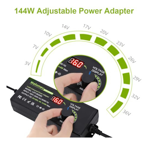 Pack Adaptador Universal Ac/dc 3v-36v 4a Con Led Y 14 Puntas