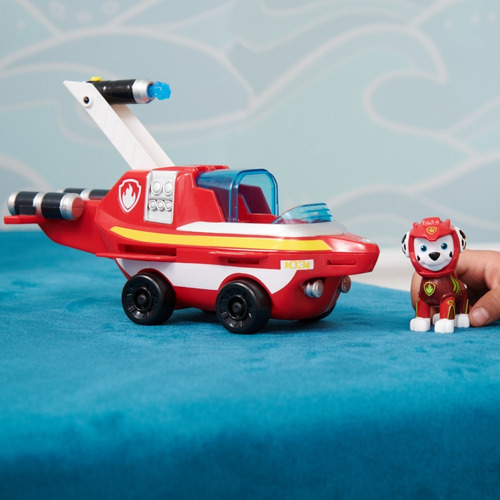 Imagen 8 de 10 de Paw Patrol, Vehículo Transformable De Marshall Con Figura Color Rojo