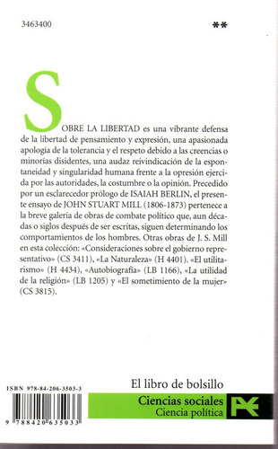 Imagen 2 de 3 de Sobre La Libertad *cs3400* - Stuart Mill - Alianza Editoria