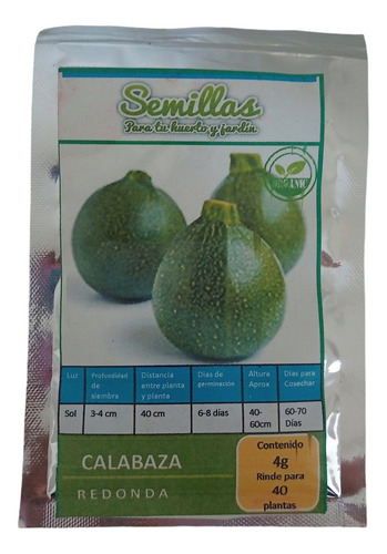 1 Sobre De 40 Semillas De Calabaza Redonda
