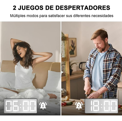 Reloj Despertador Digital Con Luminosidad Regulable Y Snooze