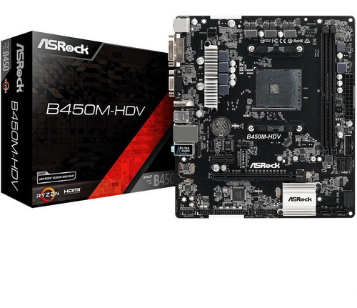 Motherboard Asrock B450m-hdv Amd Ryzen Am4 Ddr4 Tranza