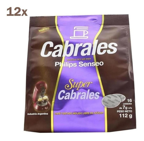 12x Cafe Cabrales Super Hd1280 Philips Senseo Capsula