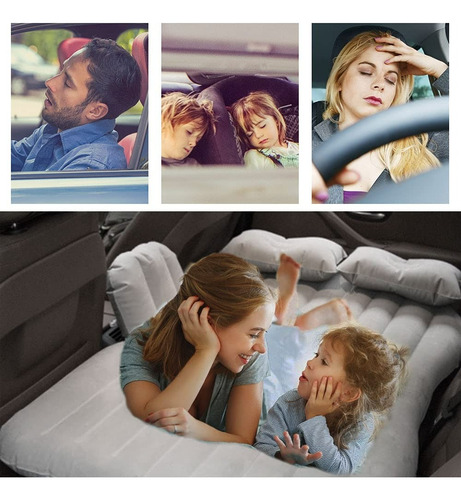 Colchon Inflable Auto Cama + Compresor + 2 Almohadas Camping