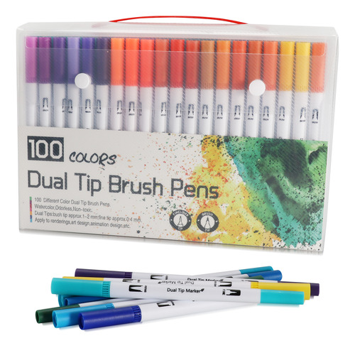 Rotuladores W-100 Colores Con Bolígrafo De Acuarela, Doble P