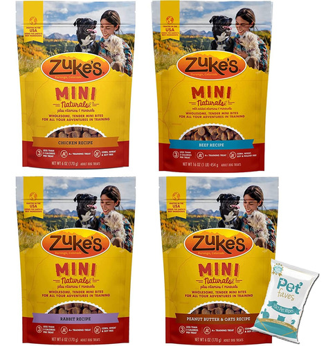 (4 Pack) Zukes Mini Naturals Healthy Moist Dog Training Trea