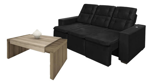 Sofa Sillon Retractil 3 Cuerpos + Mesa Ratona - Living