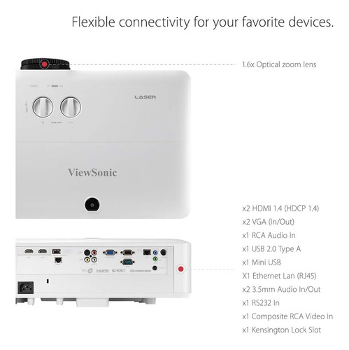 Viewsonic Ls850wu 5000 Lúmenes Wuxga Proyector Láser