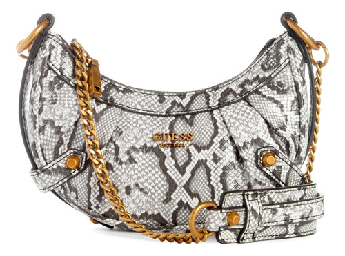 Guess Clelia Mini Bandolera Con Cremallera Superior, Natural