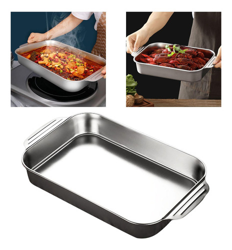 Bandeja Rectangular De Acero Inoxidable Para Hornear D