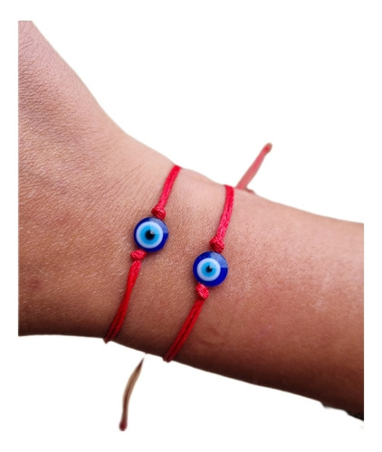 2 Pulseras Ojo Turco Hilo Rojo Protección Envidia Mal De Ojo