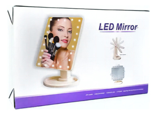 Led Mirror Espejo Cuadrado De Maquillaje , 16 Focos - Blanco