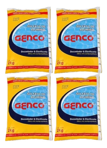 Kit 4x Decantador Sulfato De Alumínio Piscina Genco 2 Kg